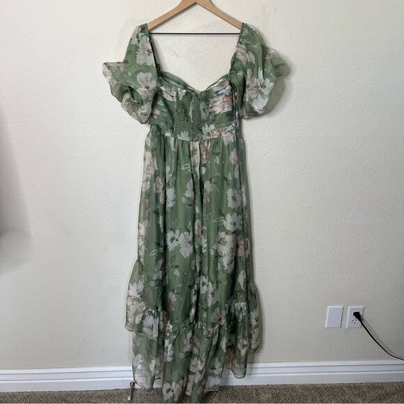 Abercrombie & Fitch Emerson Off-The-Shoulder Drama Organza Maxi Dress Size MT - Picture 6 of 9
